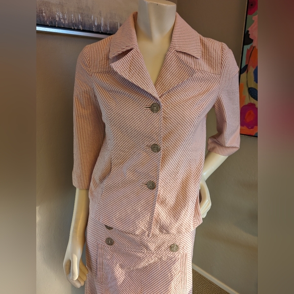 Vintage Beth Bowley Pink Striped Gingham Skirt Suit - Picture 3 of 10